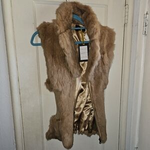 BROWN rabbit fur vest